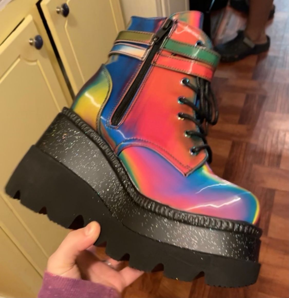 demonia rainbow boots