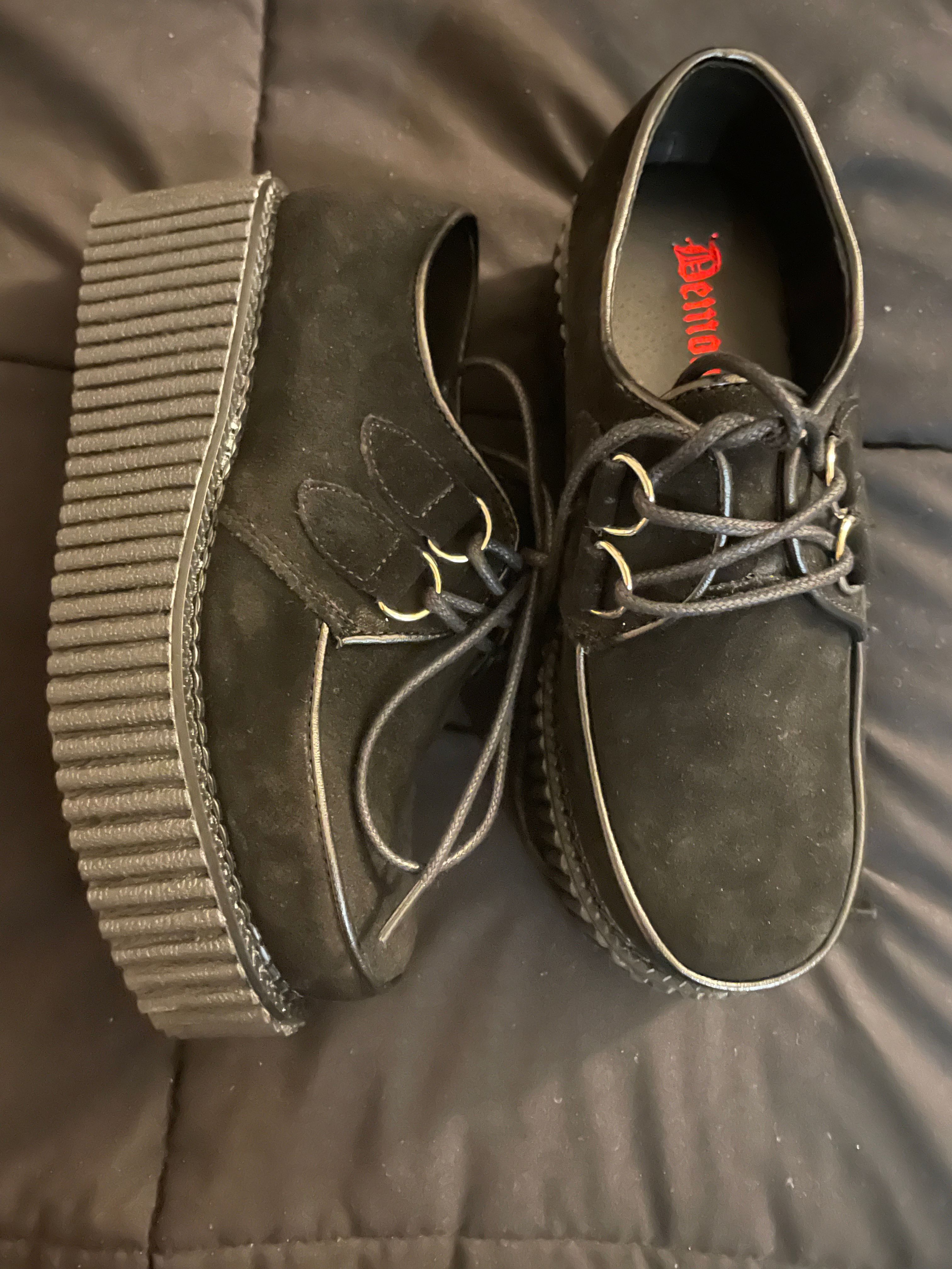 日本未発売+関税込☆ DEMONIA CREEPER-202 CREEPER-202 Black Fur Creeper Shoes by Demonia