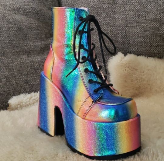 demonia rainbow boots