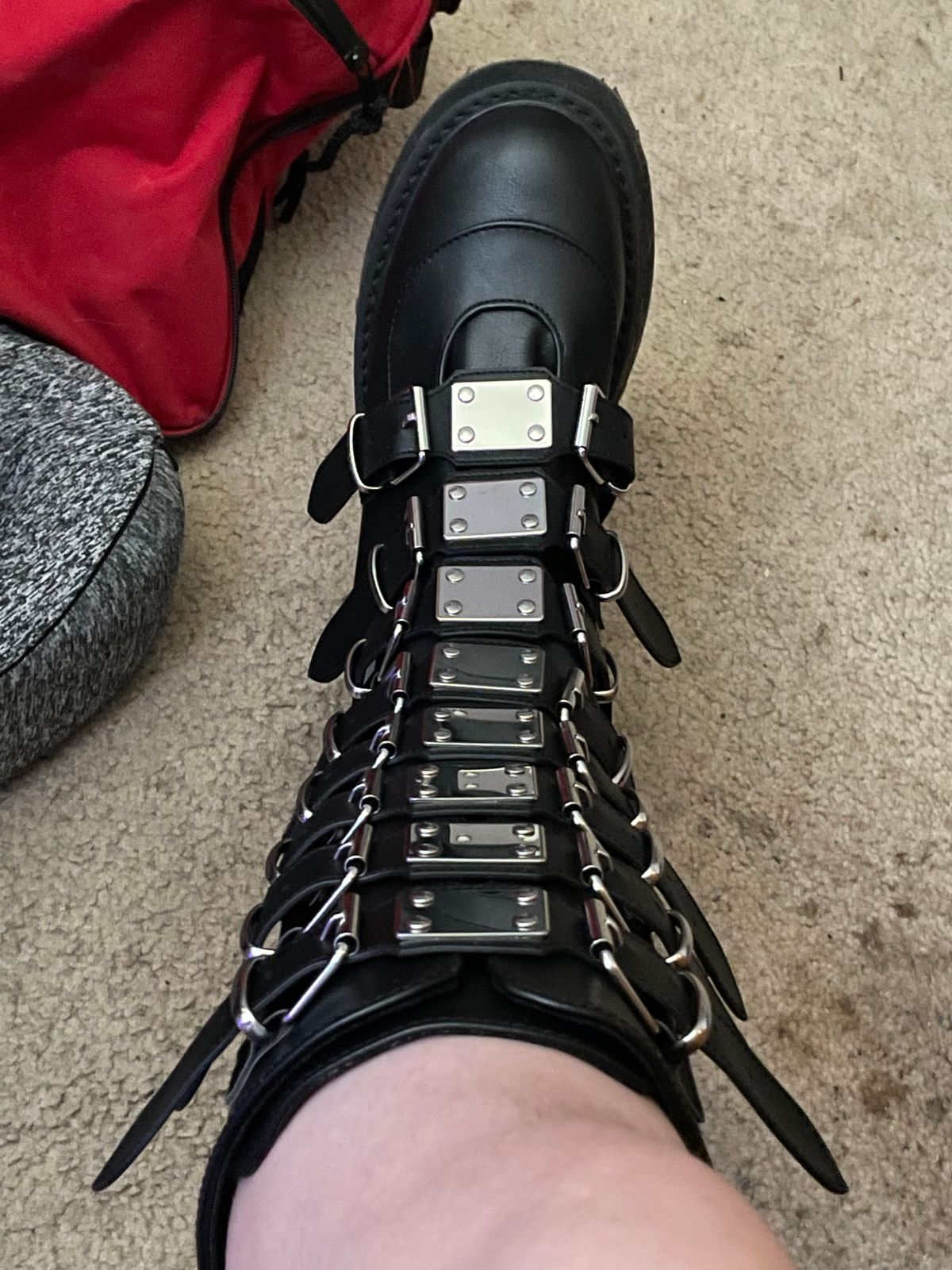 damned 318 black vegan leather