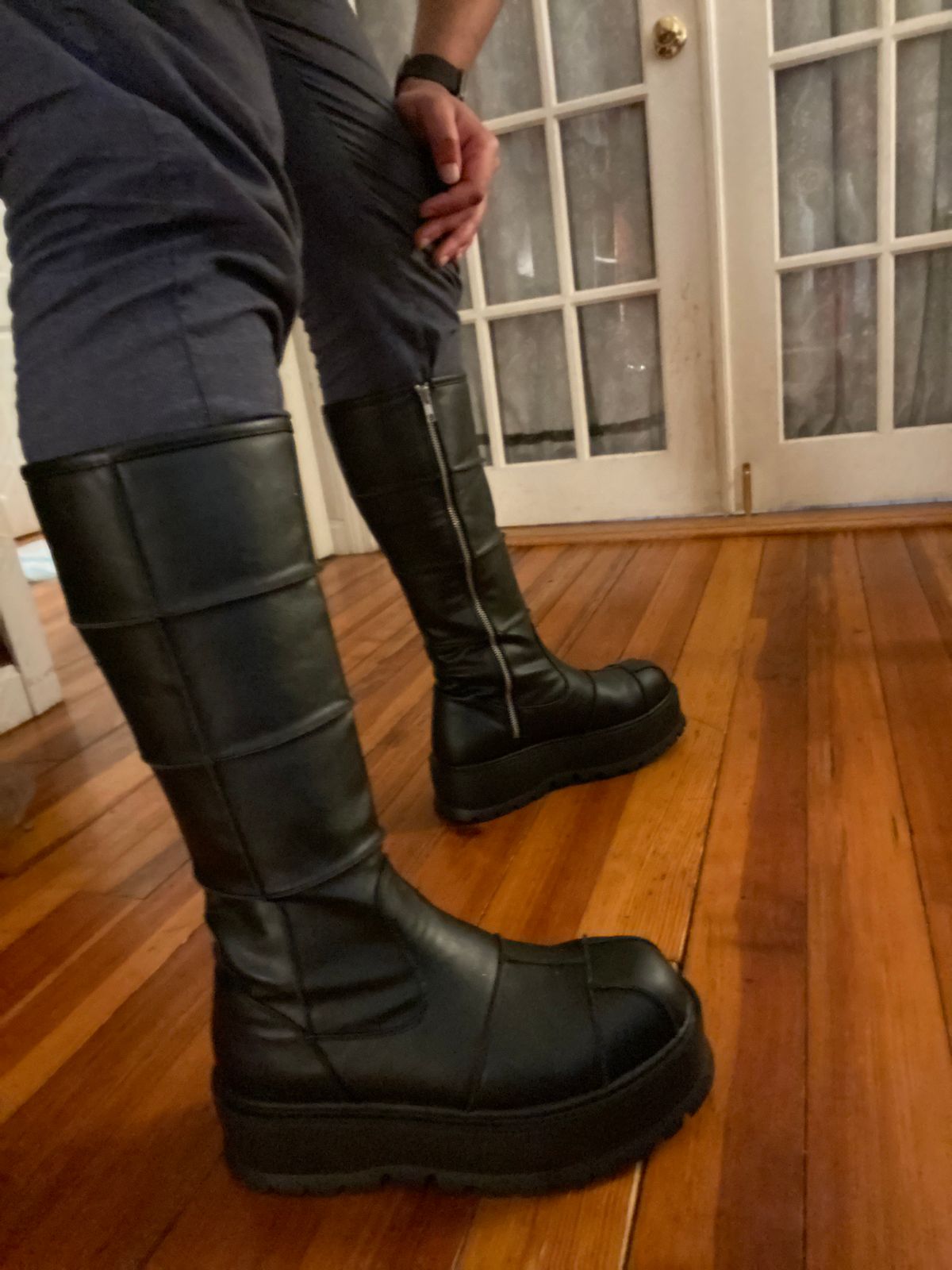 Kalinga Ashok Black Knee High Boots Inch Heel Kalinga Ashok Knee