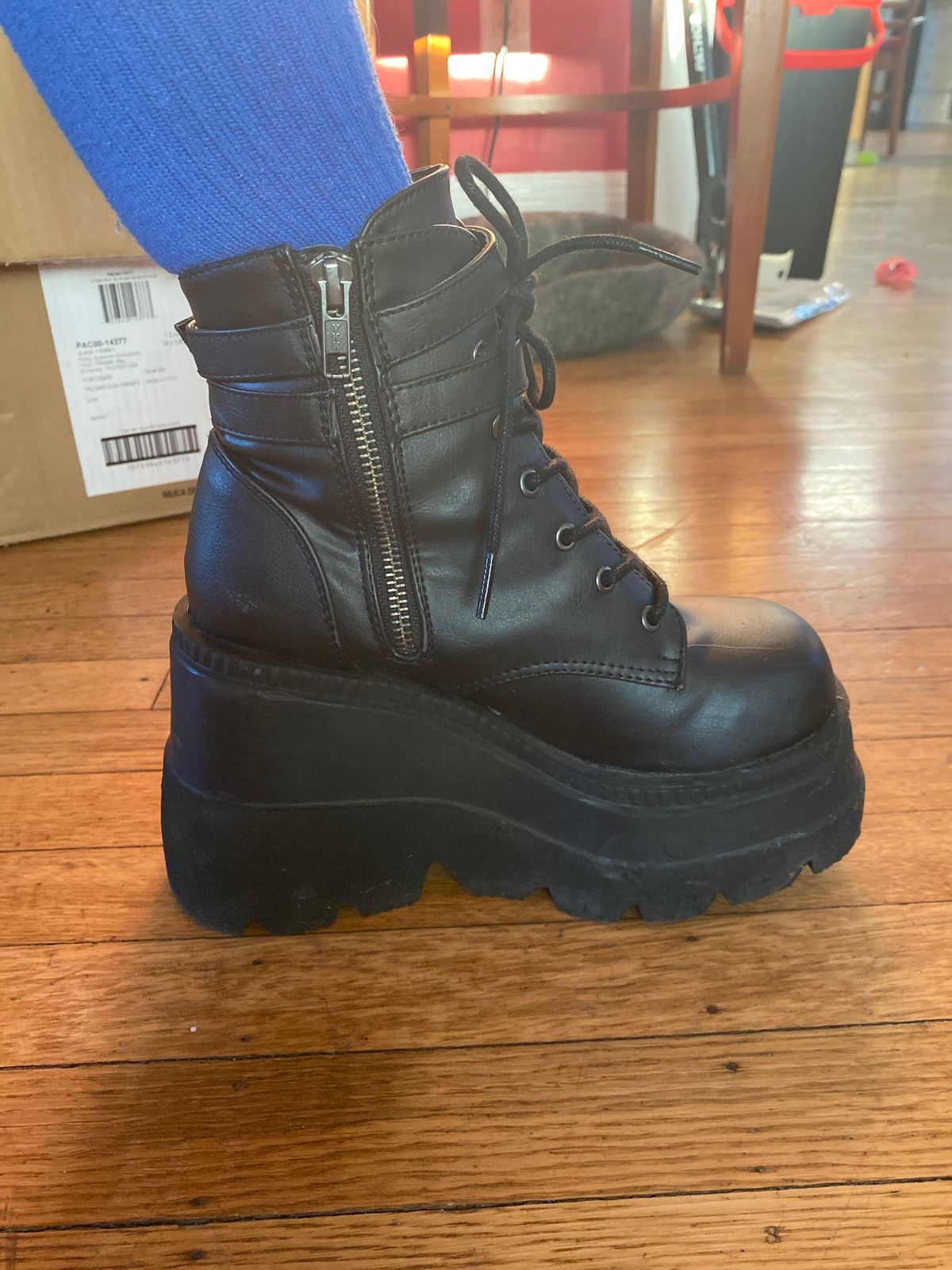 Demonia Shaker52 Black Vegan Leather Ankle Boots Demonia Cult