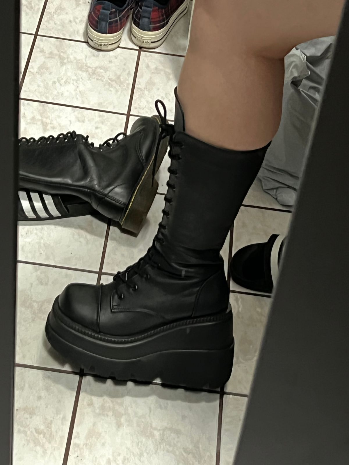 DEMONIA "Shaker72" Kneehigh Boots Black Vegan Leather Demonia Cult