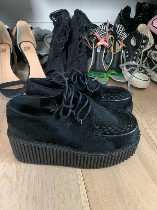 DEMONIA "Creeper202" Creepers Black Fur Demonia Cult