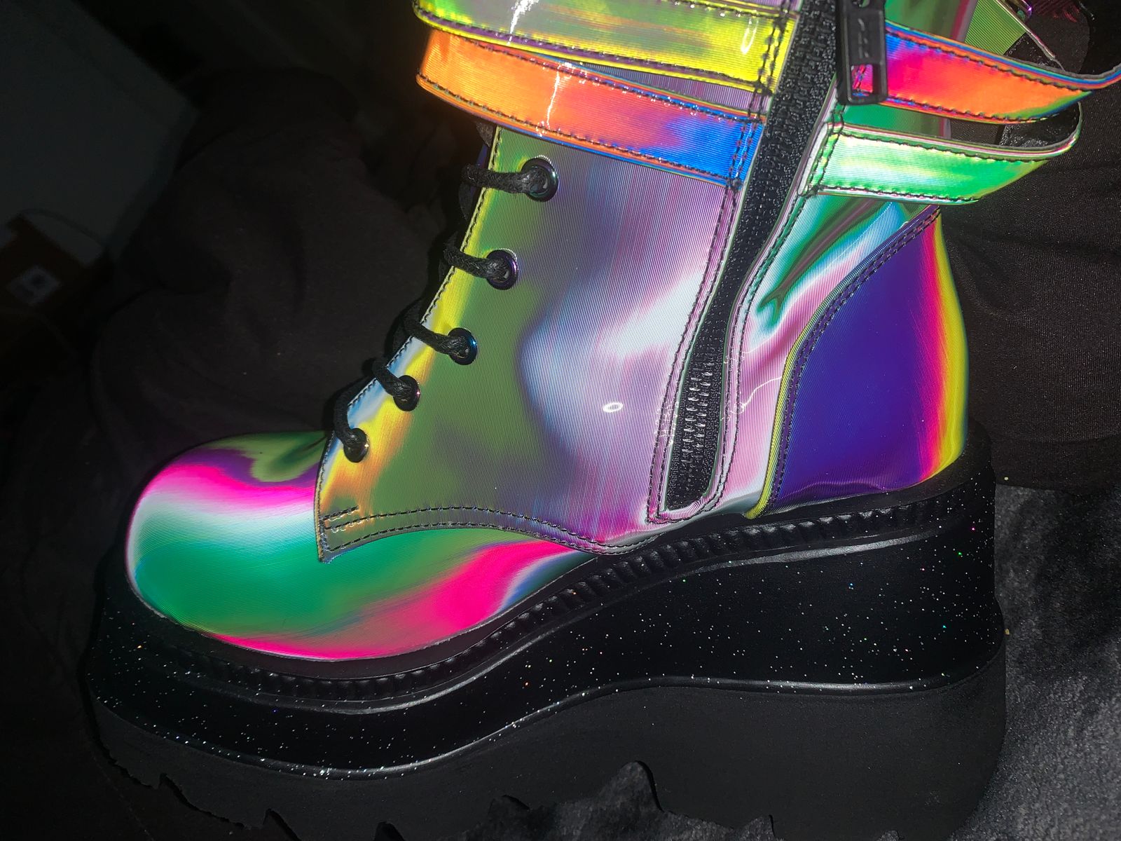 demonia rainbow boots