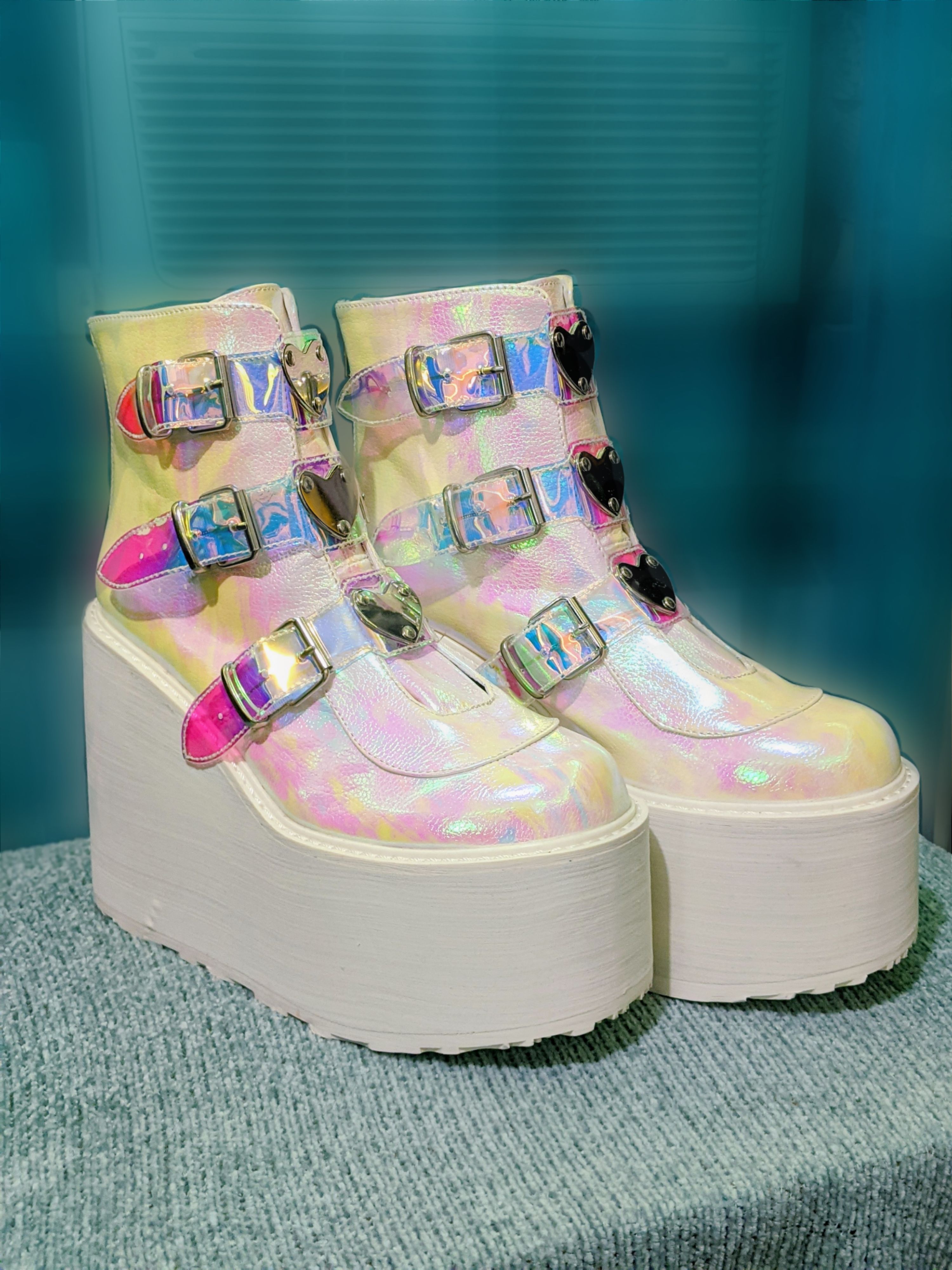 DEMONIA アイシートリニティブーツ US7/24cm Trinity Swing 815 Reflective Cosmic Goth Knee Boot 5.5