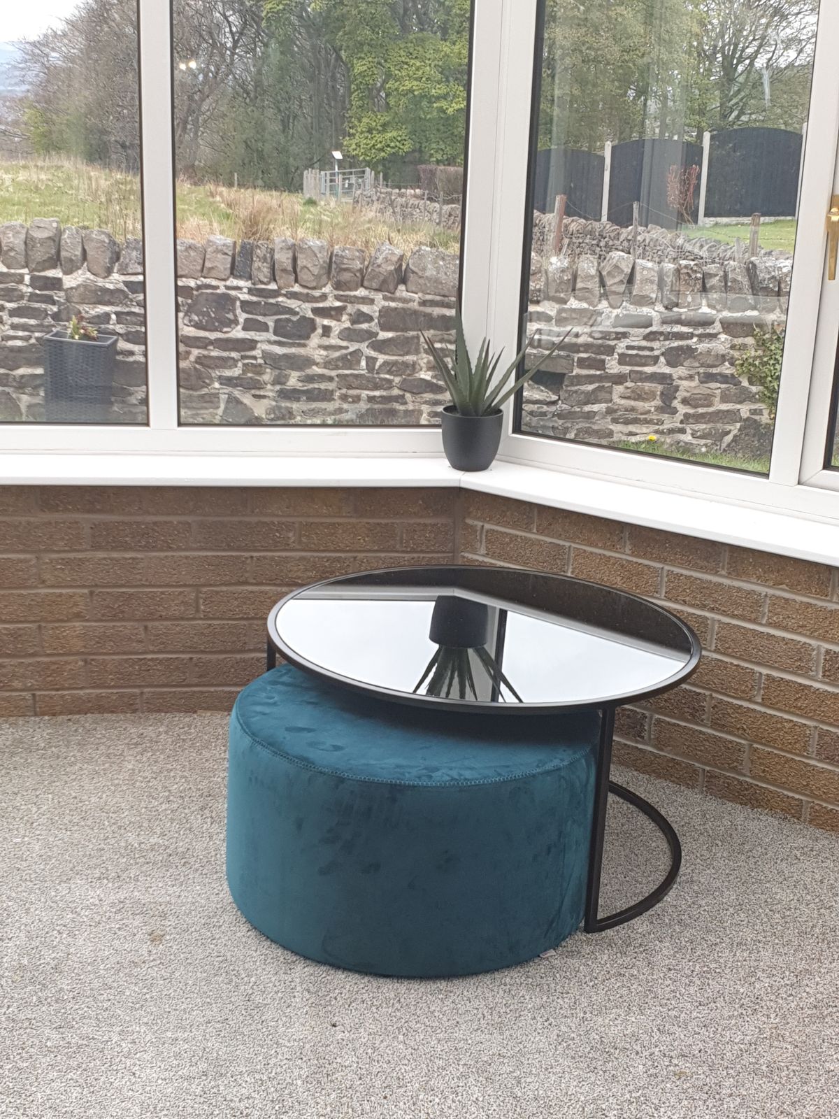 Thea Round Coffee Table and Pouffe Set by