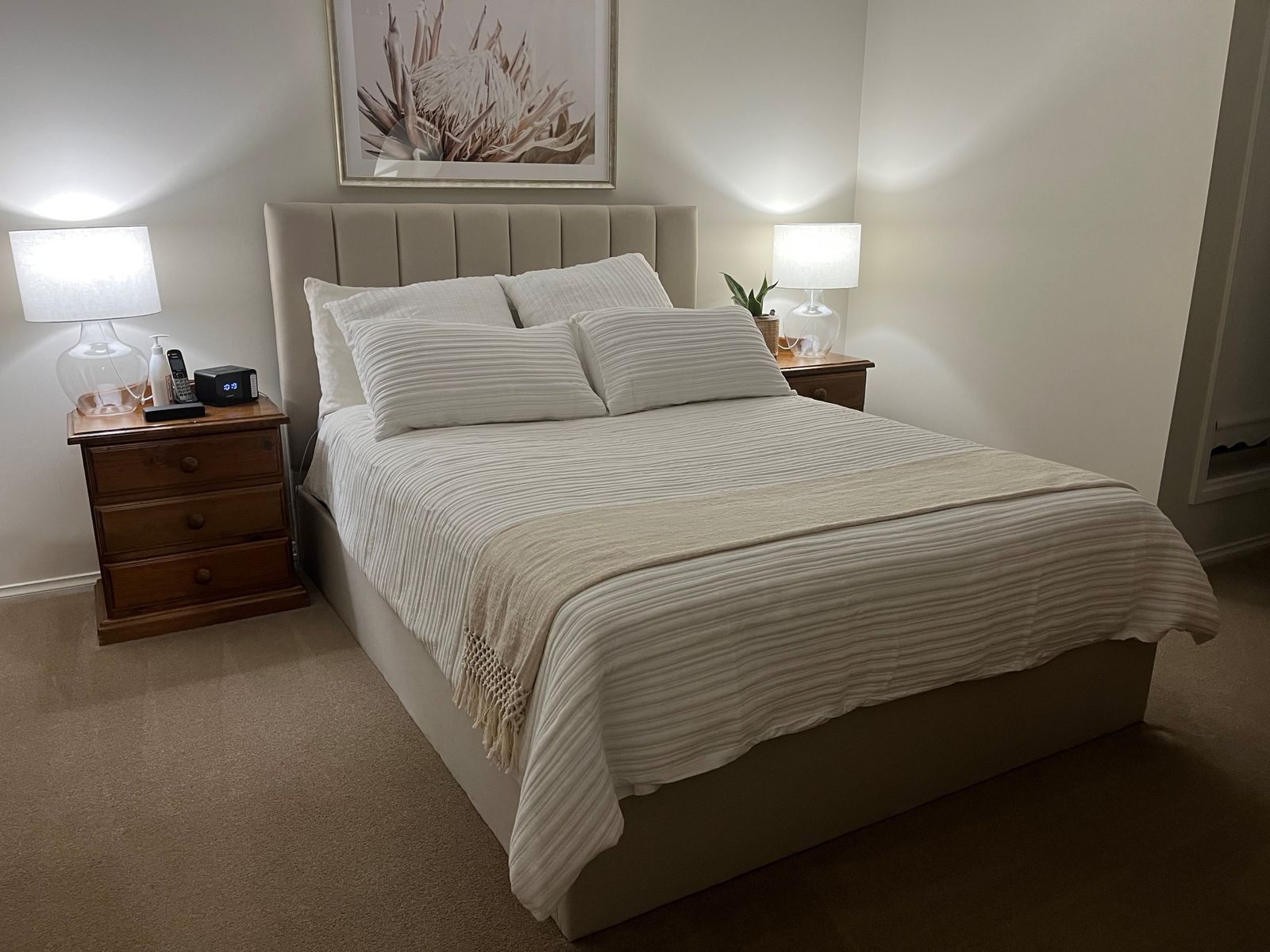 Celine Gas Lift Storage Bed Frame (Natural Beige Fabric) Tommy Swiss