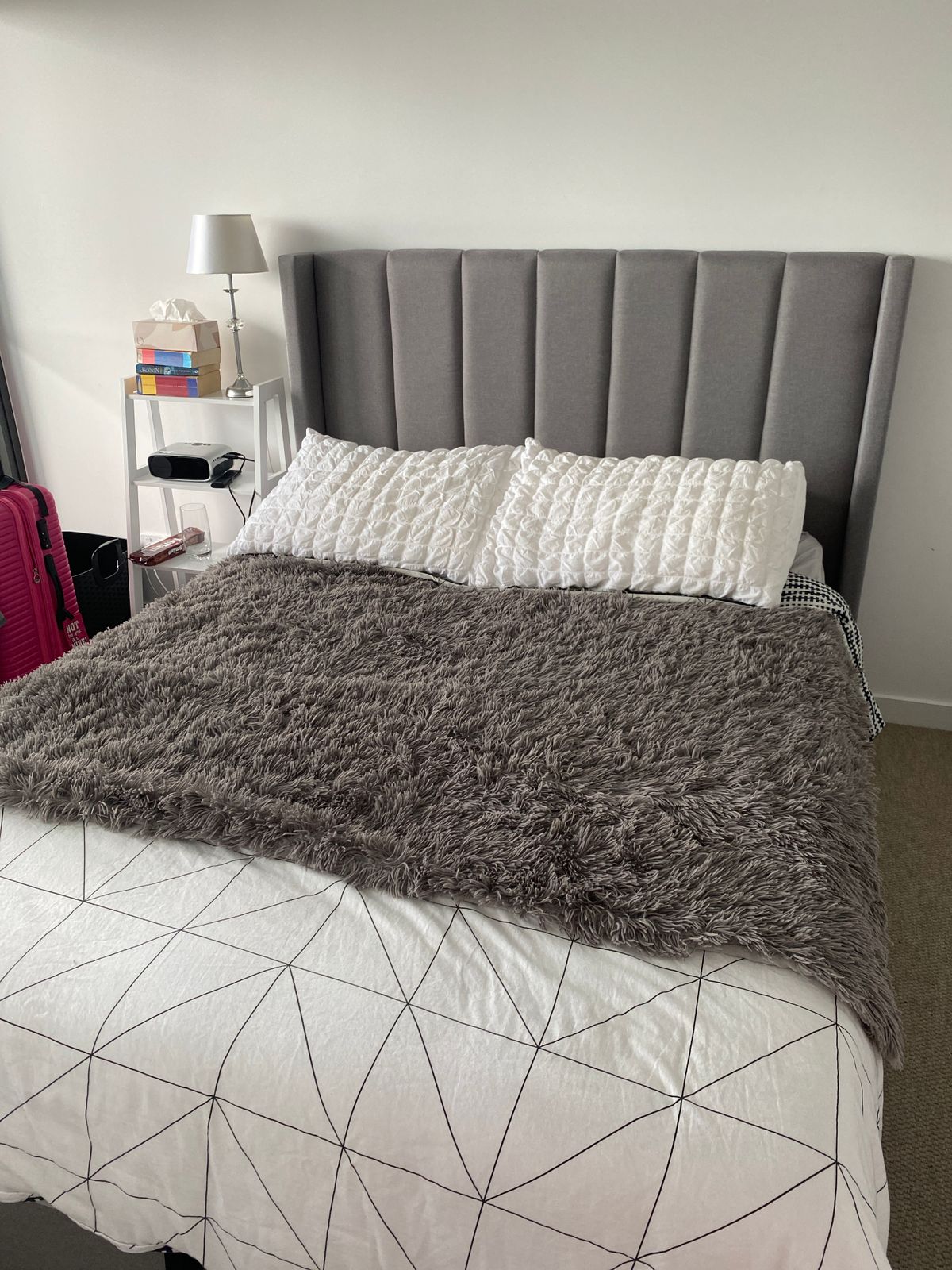 Emilie Gas Lift Storage Wing Bed Frame (Grey Fabric) Tommy Swiss