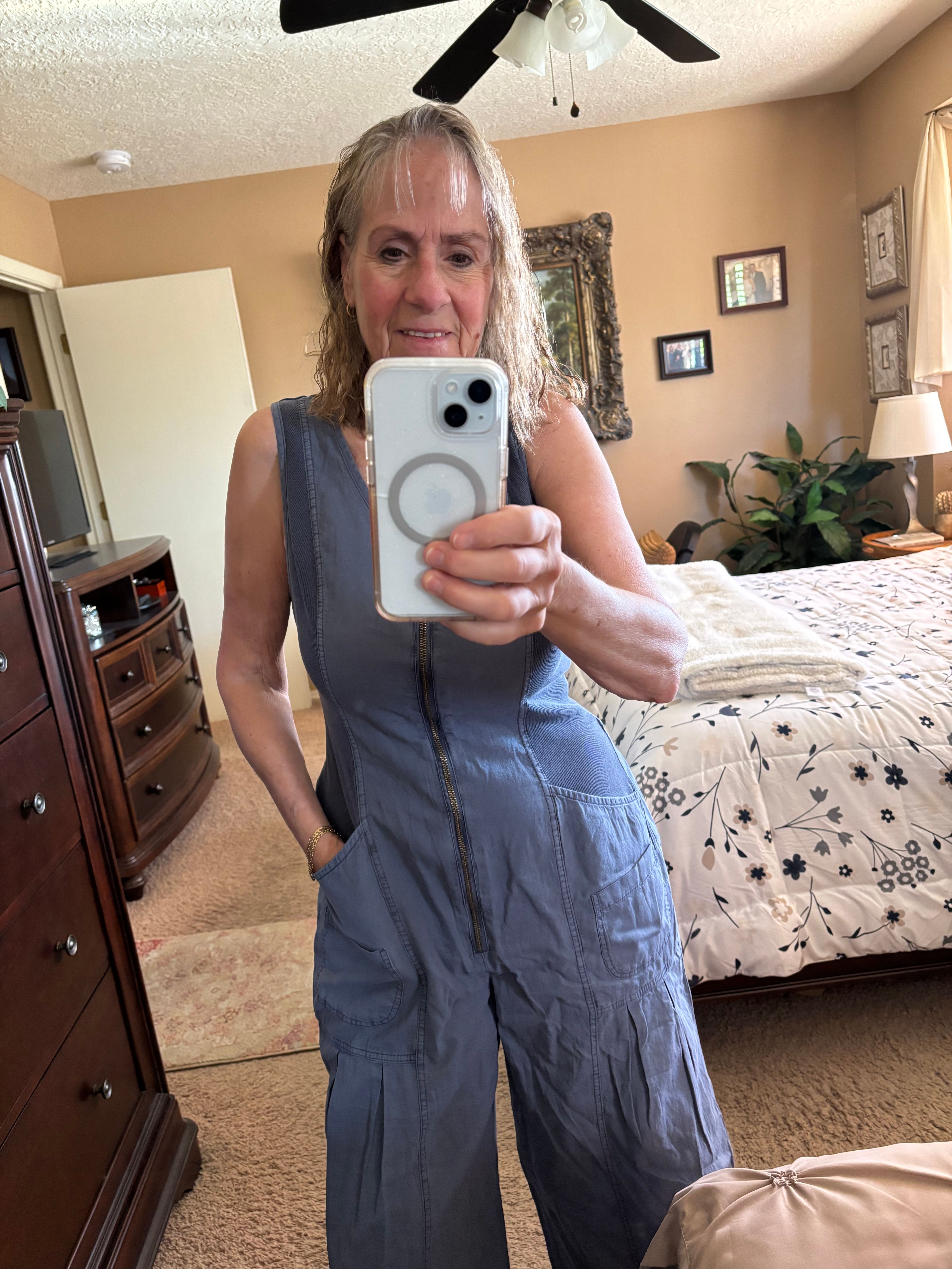 Wearables Linen Macgowan Wide Leg Cargo Jumpsuit in Blue