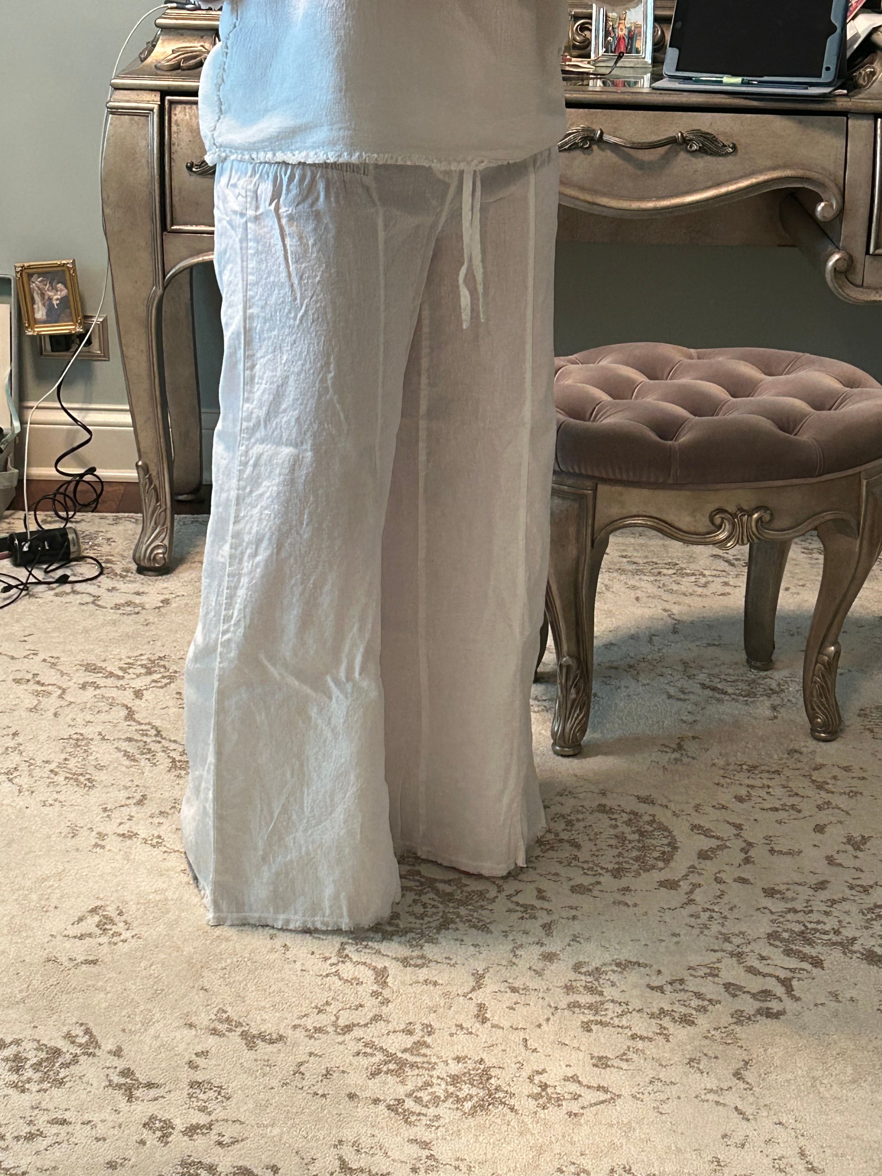Wearables Kaj Wide Leg Cotton Linen Flare Pant soft volume