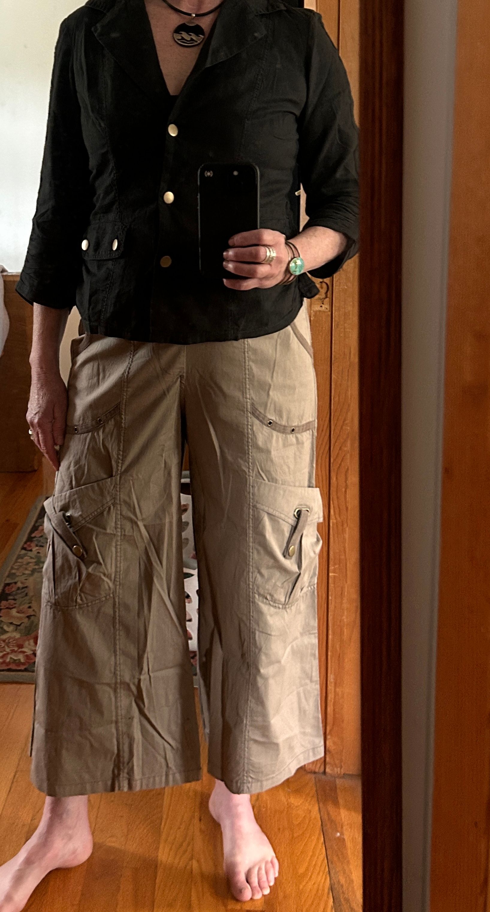Linen Folksy Jacket in Black