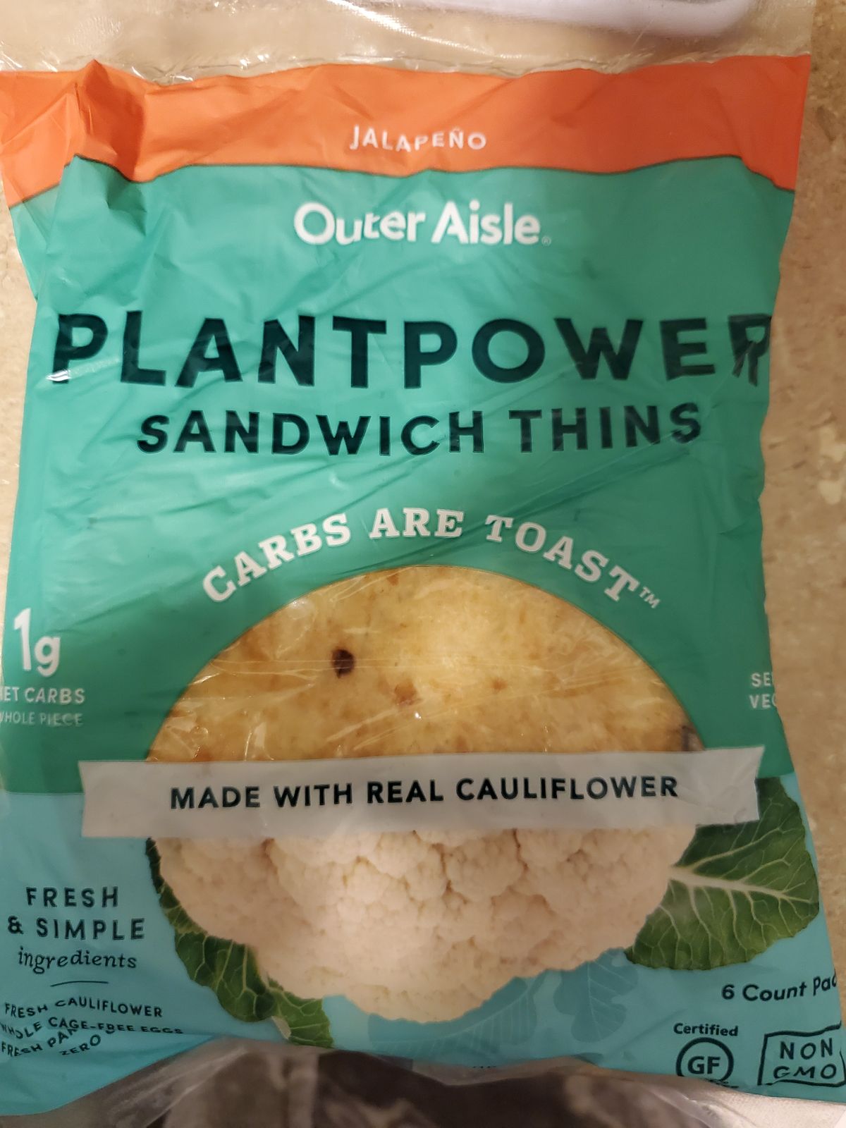 Outer Aisle Cauliflower Sandwich Thins (6 Pieces) Outer Aisle Cauliflower Sandwich Thins (6 Pieces)