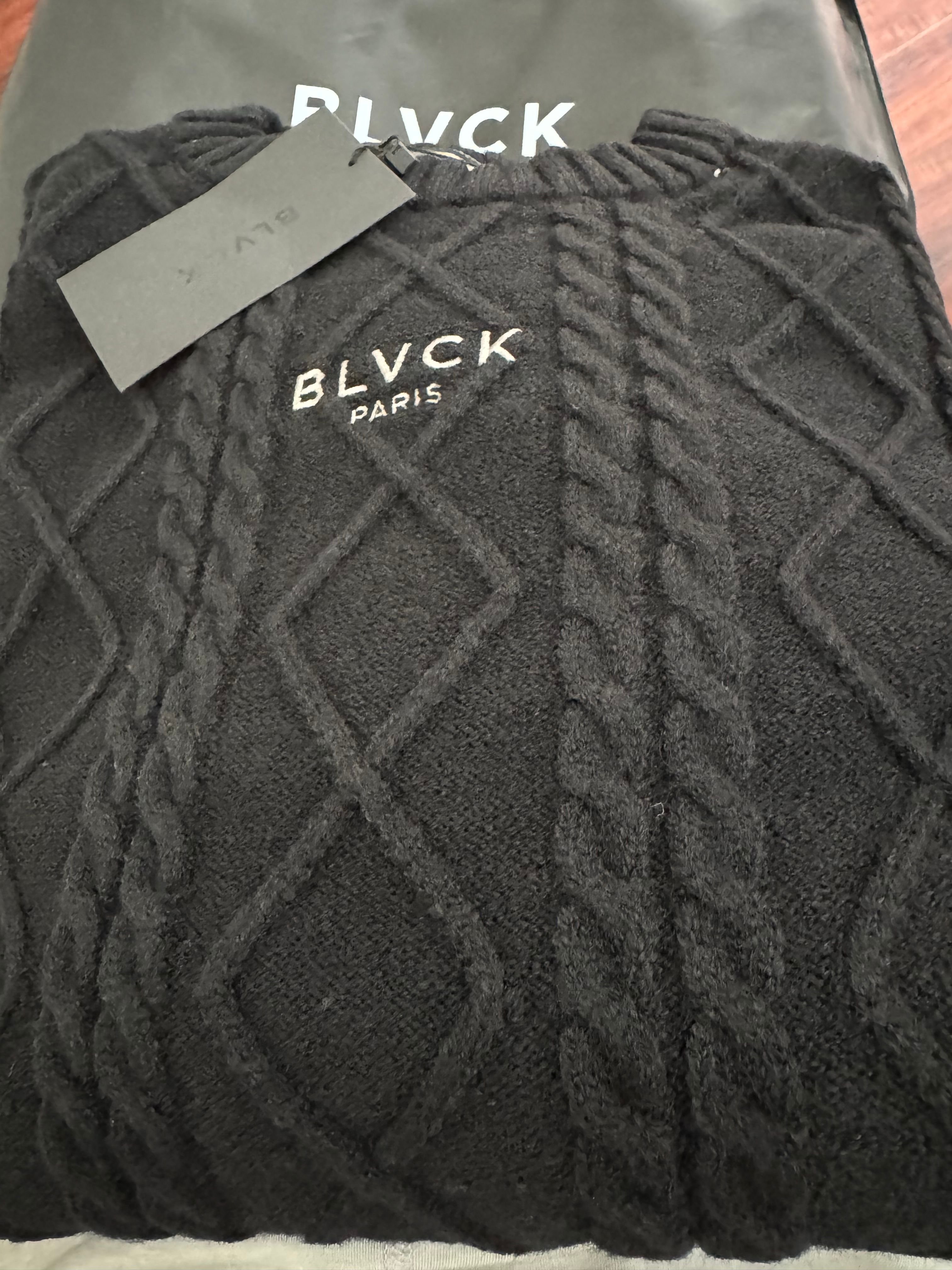【BLVCK PARIS】Knitted Sweater 刺繍 ロゴ★ セーター Blvck Knitted Sweater