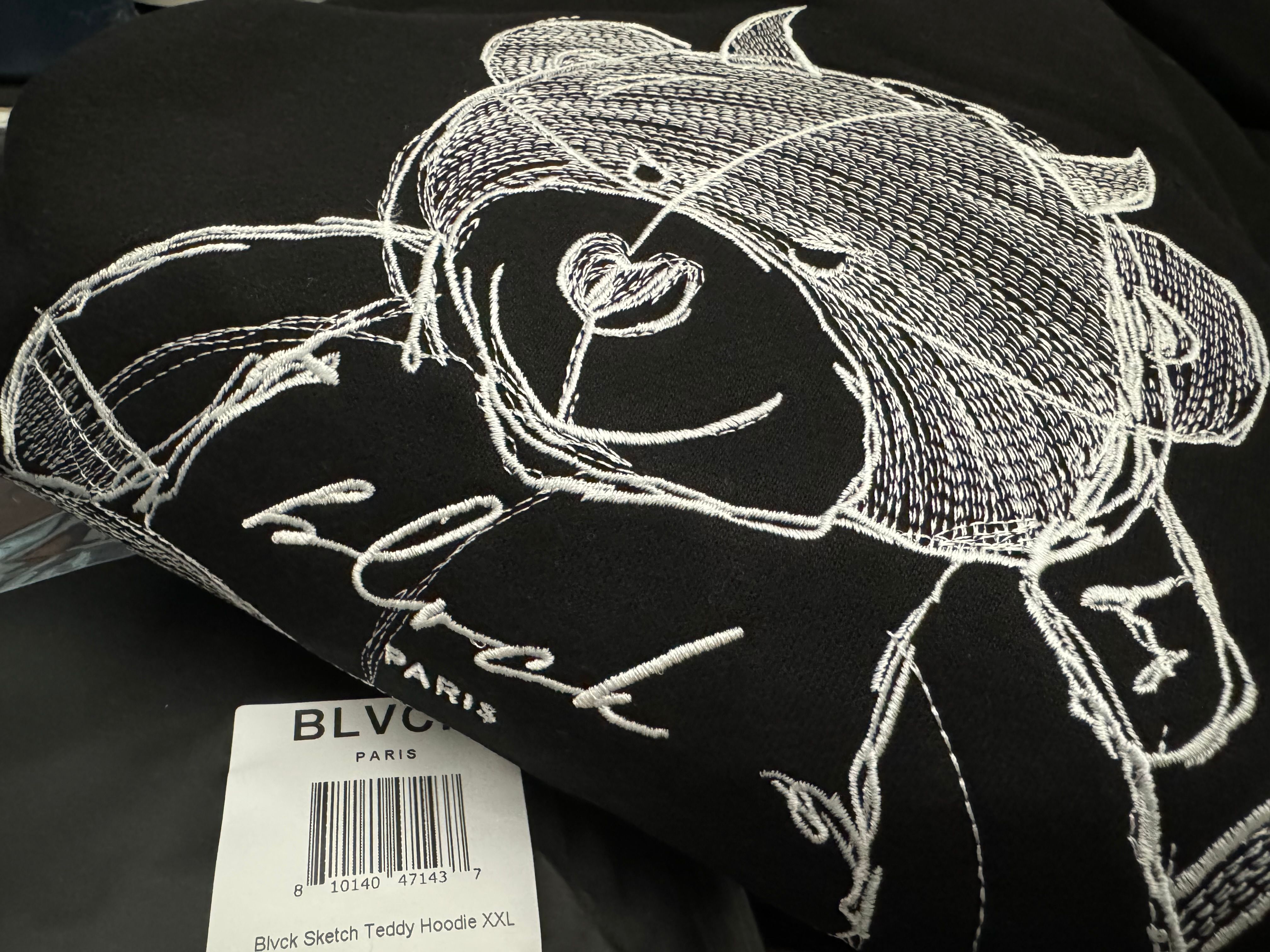 【BLVCK PARIS】Blvck Teddy Hoodie ブラック 海外限定 Blvck Paris | Black Evil Teddy Bear Hoodie in Fleece Cotton
