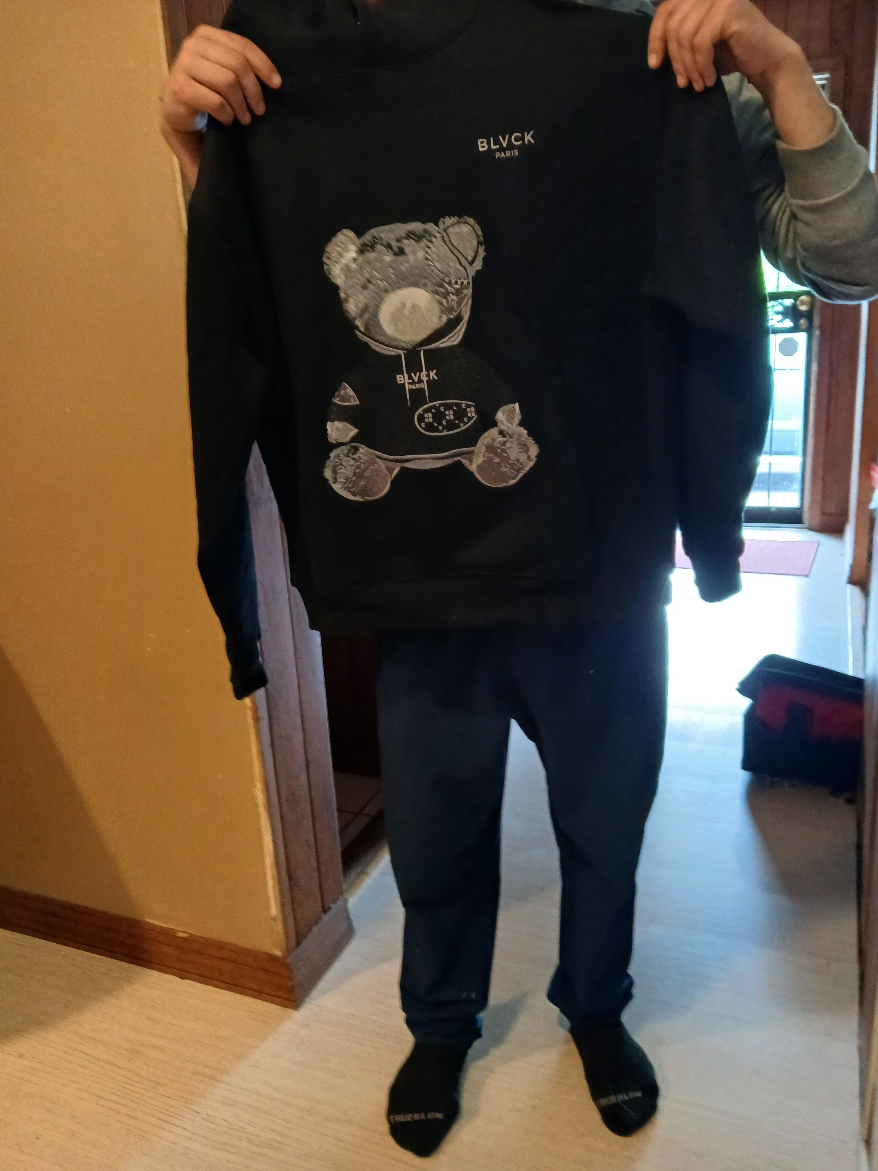 【BLVCK PARIS】Blvck Teddy Hoodie ブラック 海外限定 Blvck Paris | Black Evil Teddy Bear Hoodie in Fleece Cotton